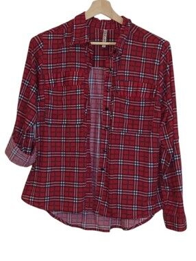 RNB | Red, Black, Green & White Plaid Button Down Shirt